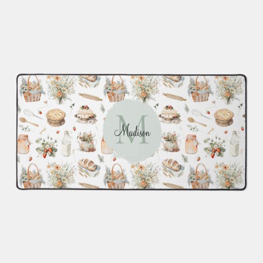 Mit Monogramm schwarzes Erdbeerland Schreibtischunterlage (Vorderseite)