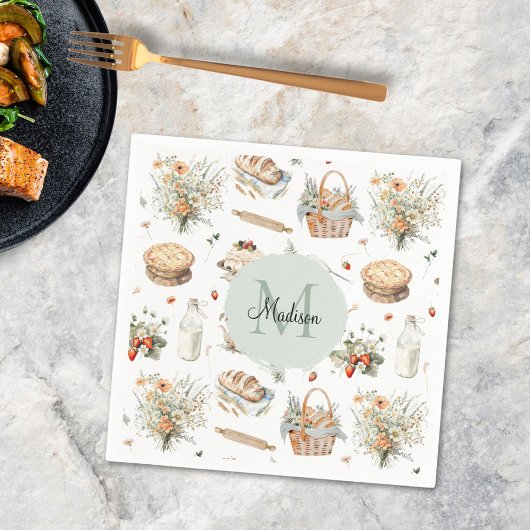 Mit Monogramm schwarzes Erdbeerland Serviette