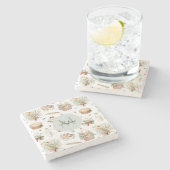 Mit Monogramm schwarzes Erdbeerland Steinuntersetzer (Seitenansicht)