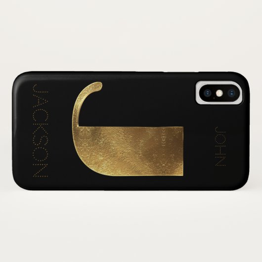 Mit Monogramm schwarzes Gold der Case-Mate iPhone Hülle (Rückseite (Horizontal))