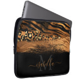 Mit Monogramm Schwarzes Gold Elegantes Skript Kupf Laptopschutzhülle (Vorne Rechts)