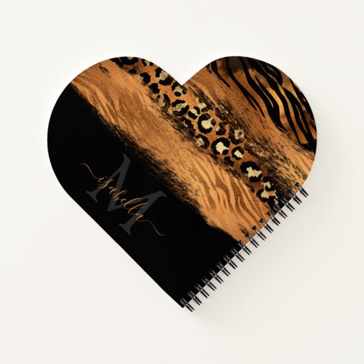 Mit Monogramm Schwarzes Gold Elegantes Skript Kupf Notizblock (Rückseite)