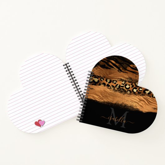 Mit Monogramm Schwarzes Gold Elegantes Skript Kupf Notizblock (Innenseite)