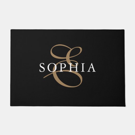 Mit Monogramm Schwarzes Gold Fußmatte (Vorderseite)