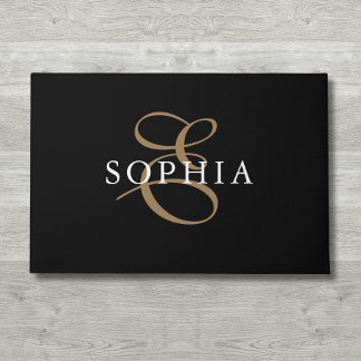 Mit Monogramm Schwarzes Gold Fußmatte