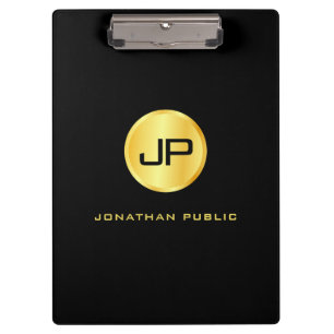 Mit Monogramm Schwarzes Gold Modernes elegantes Te Klemmbrett