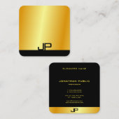 Mit Monogramm Schwarzes Gold Modernes elegantes Te Quadratische Visitenkarte (Vorne/Hinten)