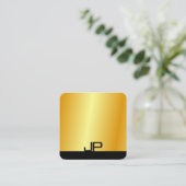 Mit Monogramm Schwarzes Gold Modernes elegantes Te Quadratische Visitenkarte (Stehend Vorderseite)