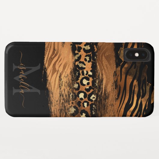 Mit Monogramm Schwarzes Gold-Script-Kupfer Case-Mate iPhone Hülle (Rückseite (Horizontal))