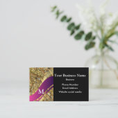 Mit Monogramm schwarzes Gold und rosa Muster Visitenkarte (Stehend Vorderseite)