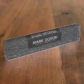 Mit Monogramm Schwarzes Granitmuster Namensplakette (Seite)