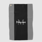 Mit Monogramm schwarzes graues modernes Skript Golfhandtuch (Vorderseite)