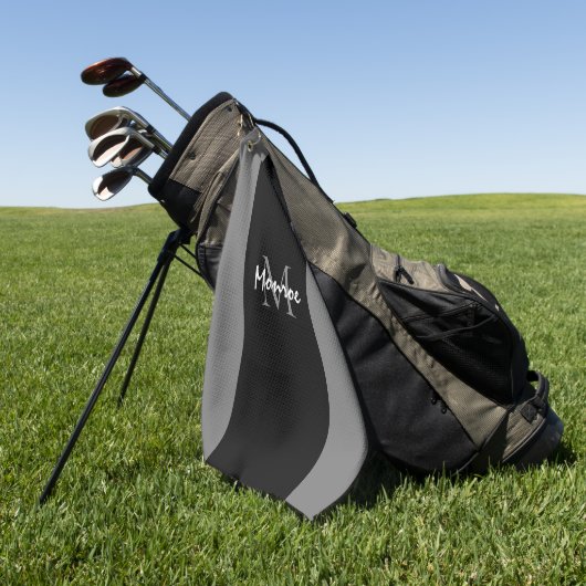 Mit Monogramm schwarzes graues modernes Skript Golfhandtuch (Gras)