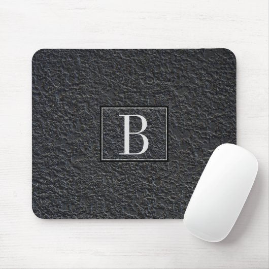 Mit Monogramm schwarzes Marmormuster Mousepad (Mit Mouse)