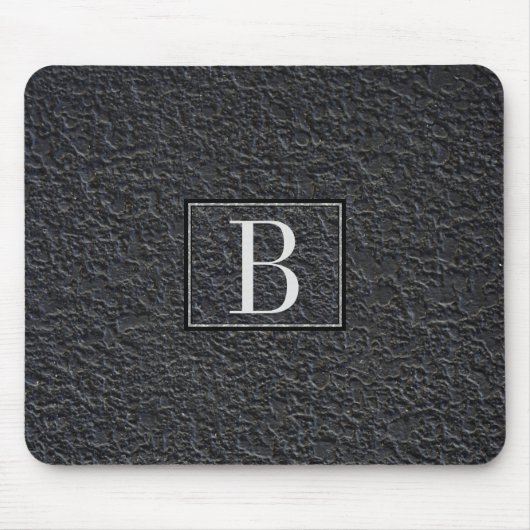 Mit Monogramm schwarzes Marmormuster Mousepad (Vorne)