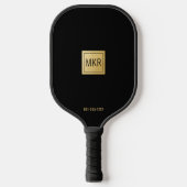 Mit Monogramm Schwarzes Quadrat Pickleball Schläger (Vorderseite)