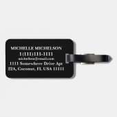 Mit Monogramm Schwarzes Skript Gepäckanhänger (Rückseite horizontal)