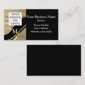 Mit Monogramm Schwarzes und Musikmuster und -logo Visitenkarte (Vorne/Hinten)