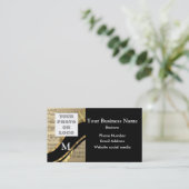 Mit Monogramm Schwarzes und Musikmuster und -logo Visitenkarte (Stehend Vorderseite)