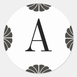 Mit Monogramm Schwarzweiß-Aufkleber A Runder Aufkleber