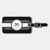 Mit Monogramm Schwarzweiss-Kunst-Deko Gepäckanhänger (Vorderseite horizontal)