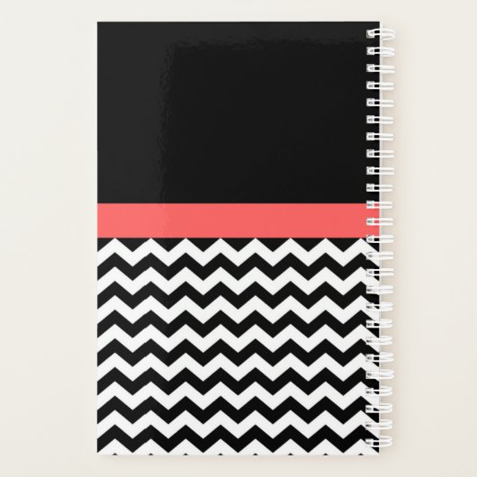 Mit Monogramm Schwarzweiß/Weiß Zickzack Planer (Rückseite)