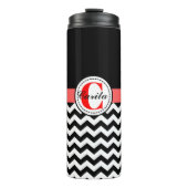 Mit Monogramm Schwarzweiß/Weiß Zickzack Tumbler Thermosbecher (Vorderseite)