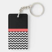 Mit Monogramm Schwarzweiß-Zickzack Acrylstoff-Schl Schlüsselanhänger (Rückseite)