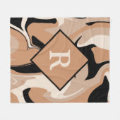 Mit Monogramm Schwarzweißcreme-Marmor Swirl-Muster Fleecedecke (Vorderseite (Horizontal))