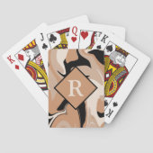 Mit Monogramm Schwarzweißcreme-Marmor Swirl-Muster Spielkarten (Rückseite)