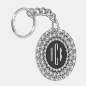 Mit Monogramm Schwarzweißdiamanten Schlüsselanhänger (Vorderseite links)