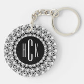 Mit Monogramm Schwarzweißdiamanten Schlüsselanhänger (Rückseite)