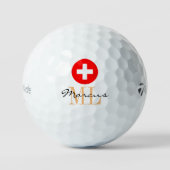 Mit Monogramm Schweizer Flagge, Emblem & Schweiz Golfball (Vorderseite)
