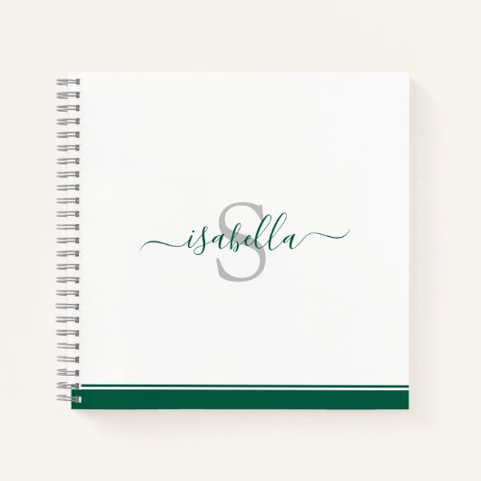 Mit Monogramm Script Emerald Green Notizblock (Vorderseite)