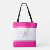 Mit Monogramm Script Initial Magenta Hot Pink Tasche (Rückseite)