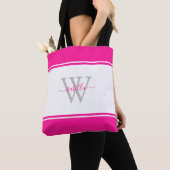 Mit Monogramm Script Initial Magenta Hot Pink Tasche (Von Nahem)