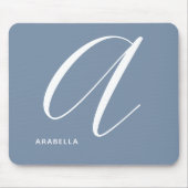 Mit Monogramm Script Letter A Blue Mousepad (Vorne)