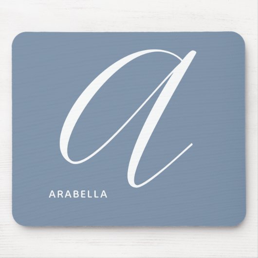 Mit Monogramm Script Letter A Blue Mousepad (Vorne)