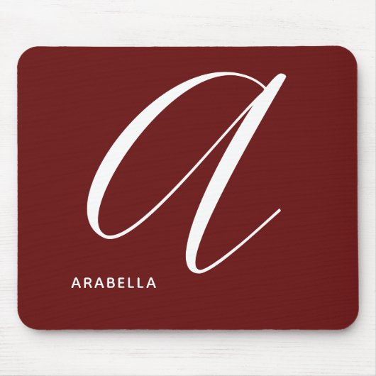 Mit Monogramm Script Letter A Burnt Umber Mousepad (Vorne)