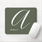 Mit Monogramm Script Letter A Chive Green Mousepad (Mit Mouse)