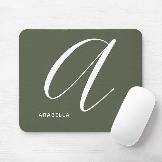 Mit Monogramm Script Letter A Chive Green Mousepad (Mit Mouse)