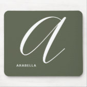 Mit Monogramm Script Letter A Chive Green Mousepad (Vorne)