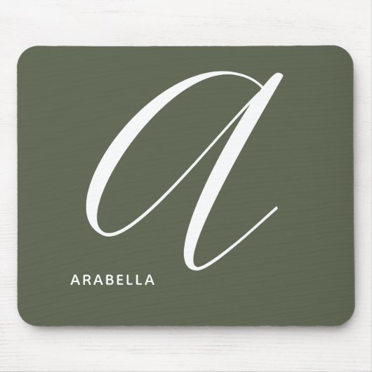Mit Monogramm Script Letter A Chive Green Mousepad (Vorne)