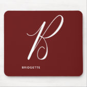 Mit Monogramm Script Letter B Autumn Red Mousepad (Vorne)