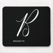 Mit Monogramm Script Letter B Black & White Mousepad (Vorne)