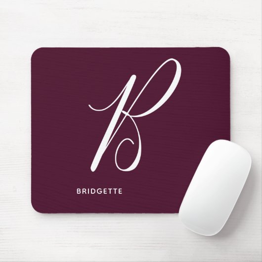 Mit Monogramm Script Letter B Burgundy Mousepad (Mit Mouse)