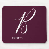 Mit Monogramm Script Letter B Burgundy Mousepad (Vorne)