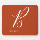 Mit Monogramm Script Letter B Burnt Orange Mousepad (Vorne)