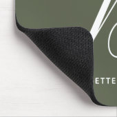 Mit Monogramm Script Letter B Chive Green Mousepad (Ecke)
