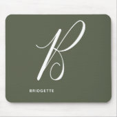 Mit Monogramm Script Letter B Chive Green Mousepad (Vorne)